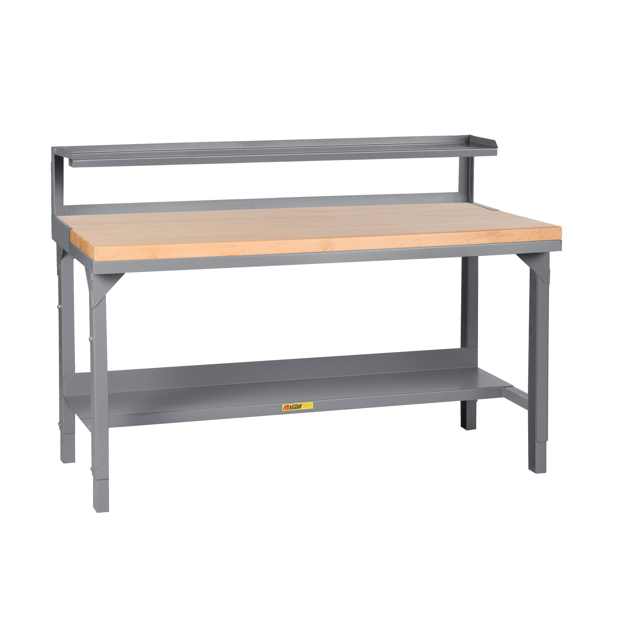 Little Giant Steel Workbench - 24in. x 48in., Adjustable Height, Butcher Block Top, 3000-Lb. Capacity, Model# WSJ2-2448-AH-RS